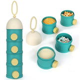 Formula Dispenser On The Go, 4 Layers Stackable Formula Container to Go, Non-Spill Portable Milk Powder Baby & Kids Snack Container, Green