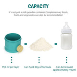 Formula Dispenser On The Go, 4 Layers Stackable Formula Container to Go, Non-Spill Portable Milk Powder Baby & Kids Snack Container, Green