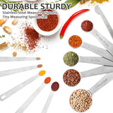 Stainless Steel Measuring Spoons Set with Leveler, 10 Pcs Mini Stackable Teaspoon & Tablespoon for Baking & Cooking, Kitchen Gadgets for Small Amount of Dry or Liquid Ingredients and Spices