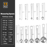 Stainless Steel Measuring Spoons Set with Leveler, 10 Pcs Mini Stackable Teaspoon & Tablespoon for Baking & Cooking, Kitchen Gadgets for Small Amount of Dry or Liquid Ingredients and Spices