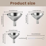 Kitchen Funnel, Stainless Steel Mini Funnel, Set of 3, Perfect for Transferring Liquids, Oils, Powders, Spices, with Round Ring and Cleaning Brush