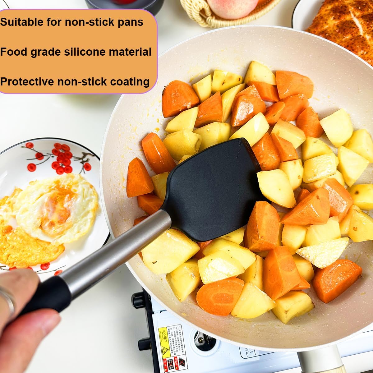 Spatula Set Silicone Heat Resistant for Nonstick Cookware Rubber Silicone Spatula Turner Fish, Large Nonstick Plastic Egg Wok Spatula for kitchen use Cooking Utensils Set