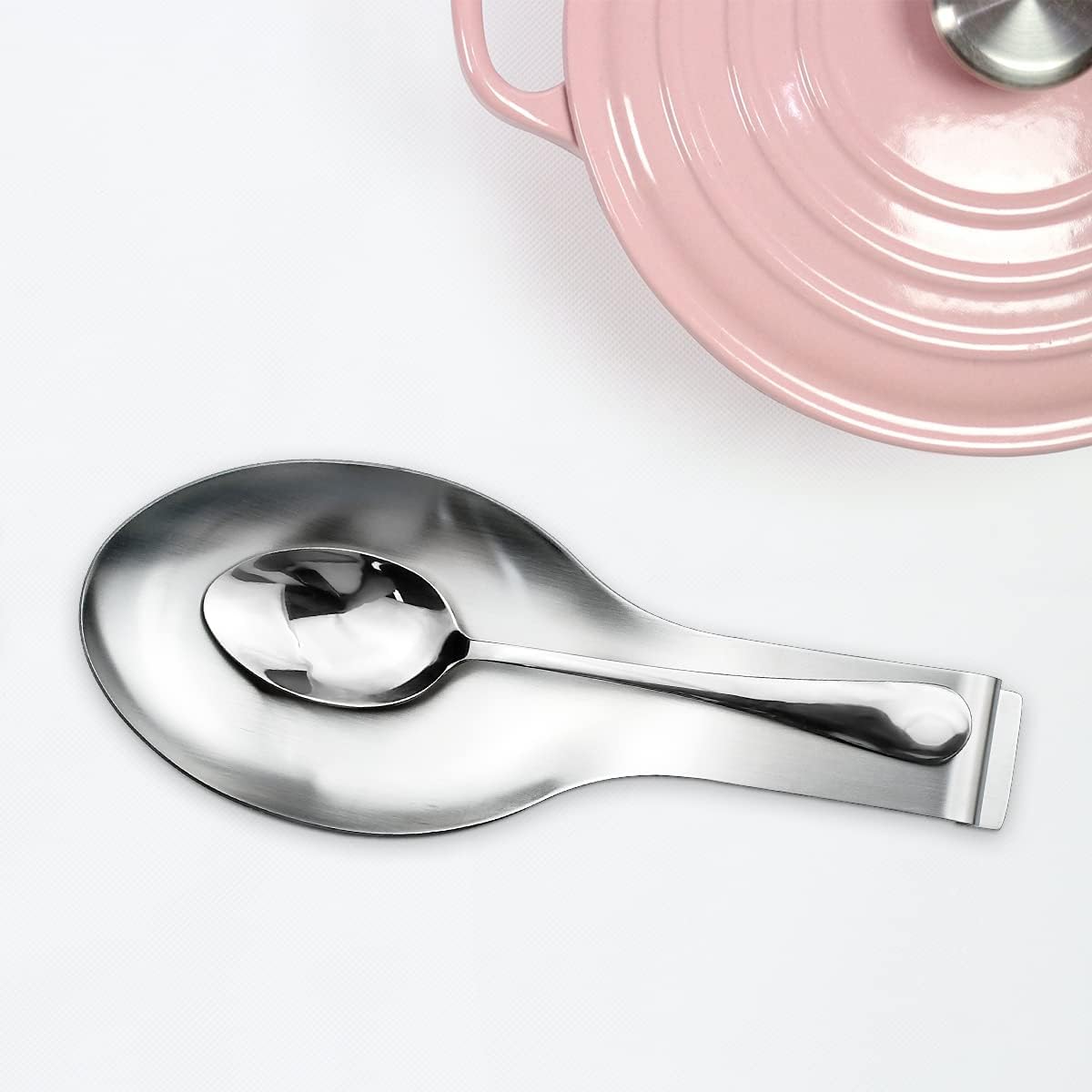 1 PCS Stainless Steel Spoon Rest, Spoon Holder for Stove Top, Utensil Spoon Rest Holder, kitchen utensils Holder for Ladles, Spatula, Cooking Utensils or Kitchen Tools (Silver)