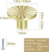 4 Pack Cabinet Knobs Zinc Alloy Solid Kitchen Cabinet Pulls Brushed Gold Drawer Knobs Dresser Cabinet Handles (37 mm)