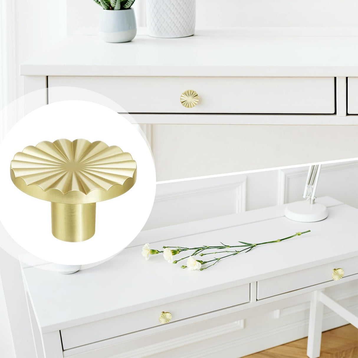 4 Pack Cabinet Knobs Zinc Alloy Solid Kitchen Cabinet Pulls Brushed Gold Drawer Knobs Dresser Cabinet Handles (37 mm)