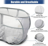 Collapsible Laundry Baskets, Upgrade Pop Up Laundry Hamper with Convenient Bags, Foldable Laundry Basket Mesh Light Weight, Easy to Carry Clothes Hampers for Laundry, Dorm, Toys, Travel Grey