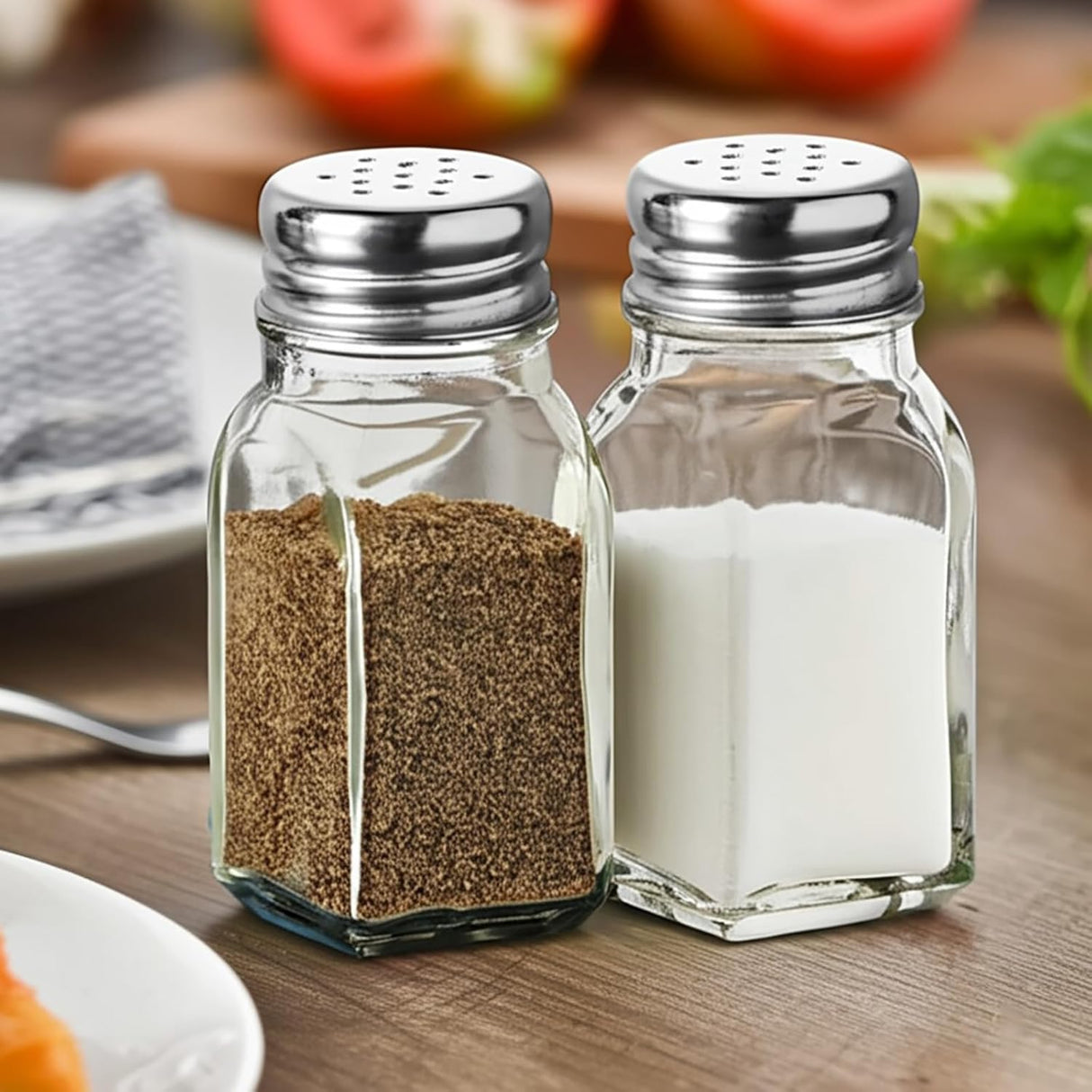 Salt and Pepper Shakers Set Clear Glass, Kitchen Gadgets Cooking Table