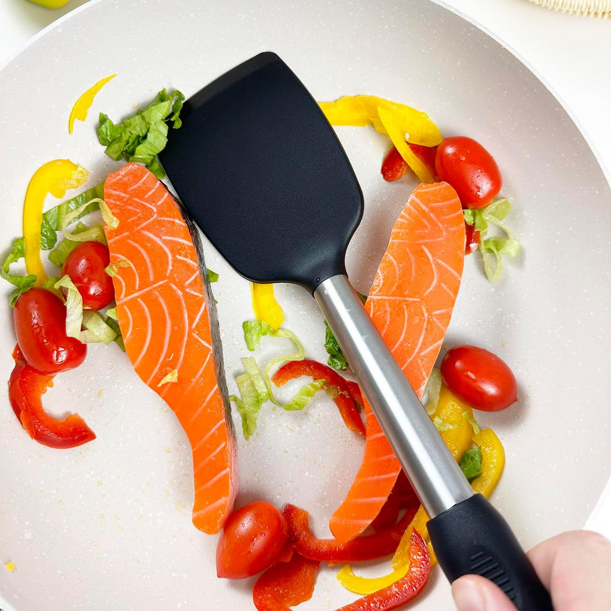 4Pcs Silicone Spatula Turner Slotted Spatula Set Spoon, Spatulas Silicone Heat Resistant Wok Rubber Spatulas for Nonstick Cookware Spatula Cooking Kitchen Utensils Set