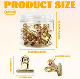 20Pcs Push Pins Clips Gold - Metal Bulldog Clips with Pushpin - Cork Board Thumb Tacks for Home Office School Artworks Projects on Cork Photos Documents on Bulletin Board - No Holes for The Paper
