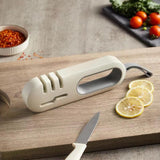 4-in-1 Kitchen Sharpener White Grey for Fruit Knives Steel Knives and Scissors