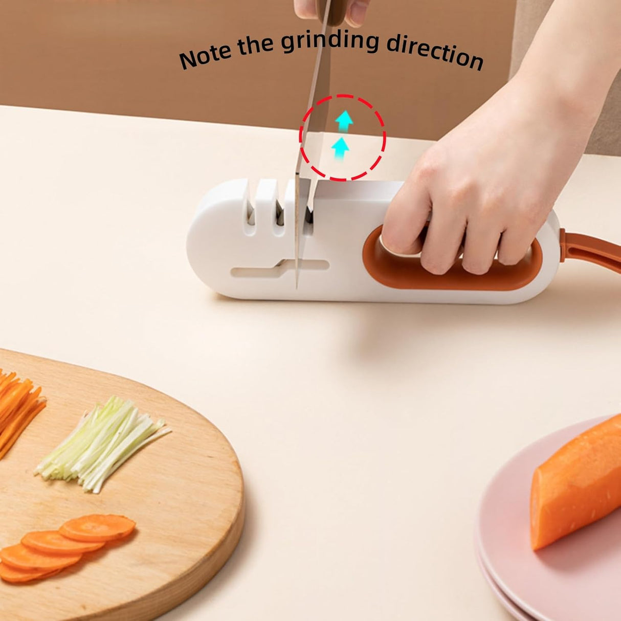 4-in-1 Kitchen Sharpener White Grey for Fruit Knives Steel Knives and Scissors
