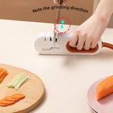 4-in-1 Kitchen Sharpener White Grey for Fruit Knives Steel Knives and Scissors