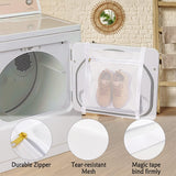 White Sports Shoe Washing and Drying Mesh Bag with Zipper and Straps - Durable Honeycomb Net Bag for Shoes Clothing Laundry - Reusable