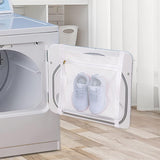 White Sports Shoe Washing and Drying Mesh Bag with Zipper and Straps - Durable Honeycomb Net Bag for Shoes Clothing Laundry - Reusable