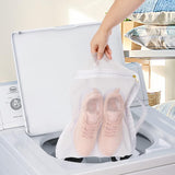 White Sports Shoe Washing and Drying Mesh Bag with Zipper and Straps - Durable Honeycomb Net Bag for Shoes Clothing Laundry - Reusable