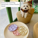 Slow Feeder Bowl for Cats and Dogs Yellow Anti-Choking Educational Pet Toy BPA-Free Silicone Bowl for Fast Eaters