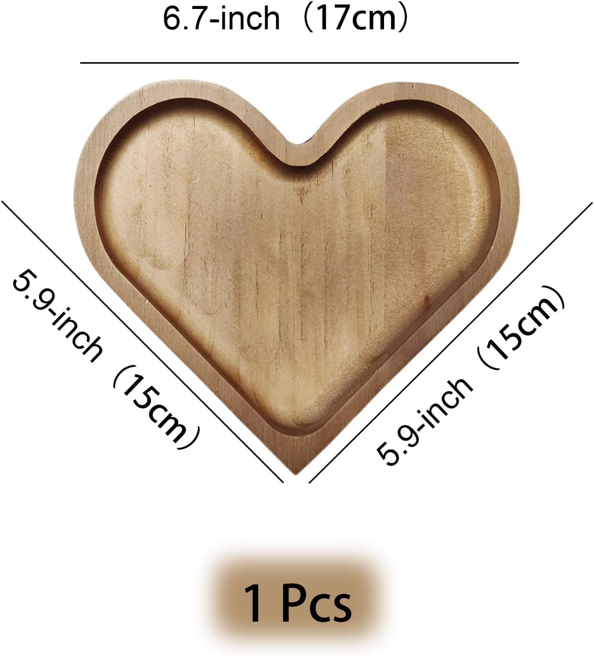 4-Piece Heart-Shaped Wooden Bowl Set Snack Fruit Dried Food Nut Candy Storage Decorative Display Bowls