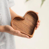 4-Piece Heart-Shaped Wooden Bowl Set Snack Fruit Dried Food Nut Candy Storage Decorative Display Bowls