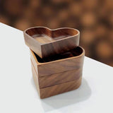 4-Piece Heart-Shaped Wooden Bowl Set Snack Fruit Dried Food Nut Candy Storage Decorative Display Bowls
