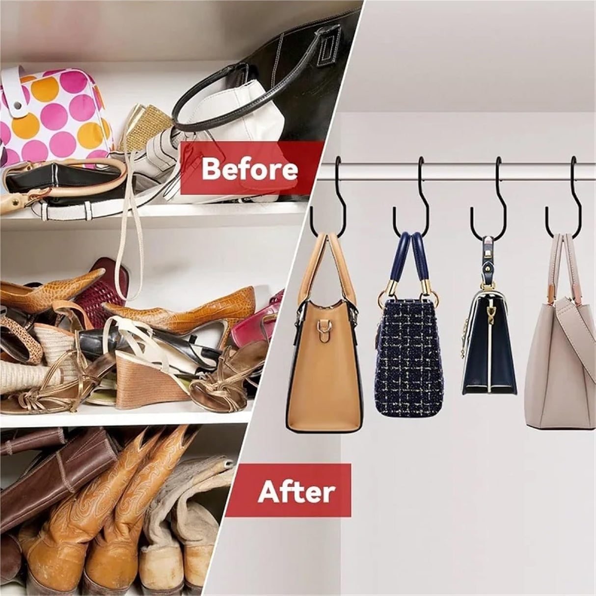 10 Black Stainless Steel Hooks for Kitchen Bathroom Garage