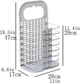 Collapsible Laundry Hamper - Foldable Space-Saving Design - Ideal for Bathroom & Small Spaces - Includes Self-Adhesive Hook - Grey - Set of 1