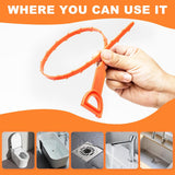 4 Pack Orange Drain Unblocker Flexible Reusable Hooks for Kitchen Bathroom Toilet Sink