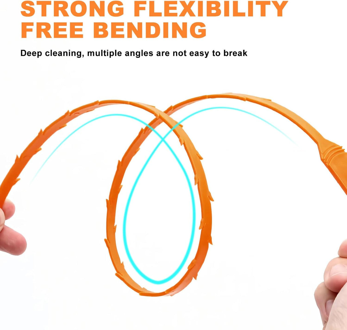 4 Pack Orange Drain Unblocker Flexible Reusable Hooks for Kitchen Bathroom Toilet Sink