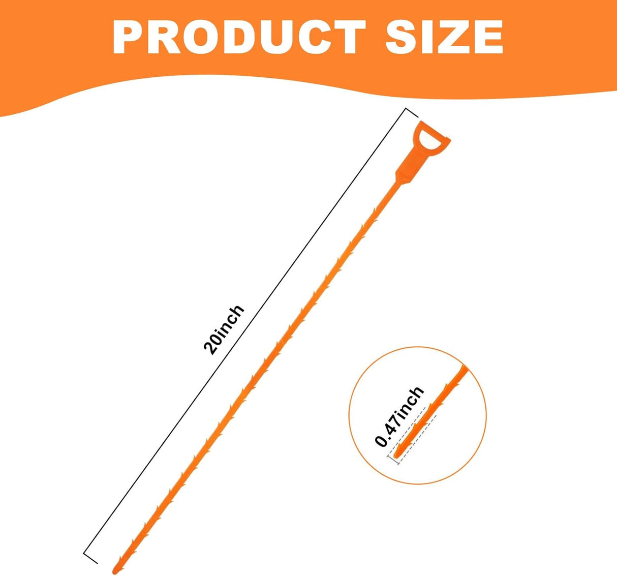 4 Pack Orange Drain Unblocker Flexible Reusable Hooks for Kitchen Bathroom Toilet Sink