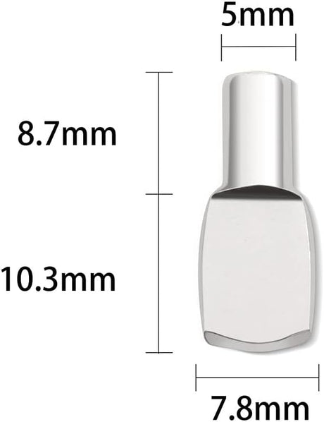 60 Silver 5mm Metal Spatula-Shaped Cabinet Support Pins for Kitchen and Wardrobe Shelves
