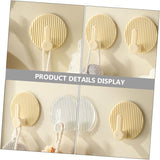 Self-Adhesive Wall Hooks 4 Pack Striped Design Beige for Bathroom Kitchen Bedroom