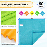 Microfiber Cleaning Cloth, 50 Pack Cleaning Rags& White Microfiber Cleaning Cloth, Pack of 50, 16"X12" Cleaning Rags for Housekeeping and Kitchen
