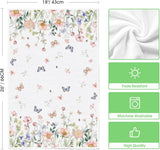 Floral Leaves Butterfly Spring Kitchen Towels Dish Towels, 18x26 Inch Seasonal Summer Decoration Hand Towels Set of 2