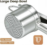 Potato Ricer, 304 Stainless Steel Manual Potato Press with Silicone Handle, Dishwasher Safe Kitchen Tool for Fluffy Mashed Potatoes