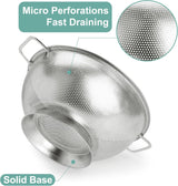 Colander Stainless Steel 3-Quart, Kitchen Strainer for Pasta, Fruits Vegetables, Dishwasher Safe
