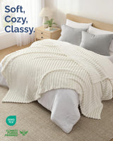 Super Soft Fleece Blanket Throw Size - Fleece Throw Blanket for Bed, Couch & Chair - Cozy, Warm & Breathable - All Season Fuzzy, Cute Decor, Microplush Bedding for Women, Men & Teens - 50x60, Ivory