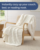 Super Soft Fleece Blanket Throw Size - Fleece Throw Blanket for Bed, Couch & Chair - Cozy, Warm & Breathable - All Season Fuzzy, Cute Decor, Microplush Bedding for Women, Men & Teens - 50x60, Ivory