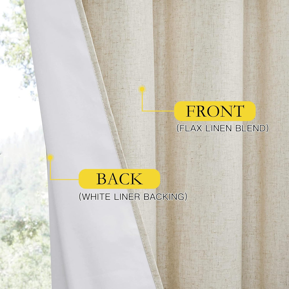 Linen Curtains 84 Inch Long 100% Blackout 2 Panels Natural Thick Farmhouse Living Room Soundproof Curtain Thermal Insulated Window Treatment Door Curtain Drapes (52-Inch Width Each Panel)
