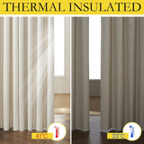 Linen Curtains 84 Inch Long 100% Blackout 2 Panels Natural Thick Farmhouse Living Room Soundproof Curtain Thermal Insulated Window Treatment Door Curtain Drapes (52-Inch Width Each Panel)