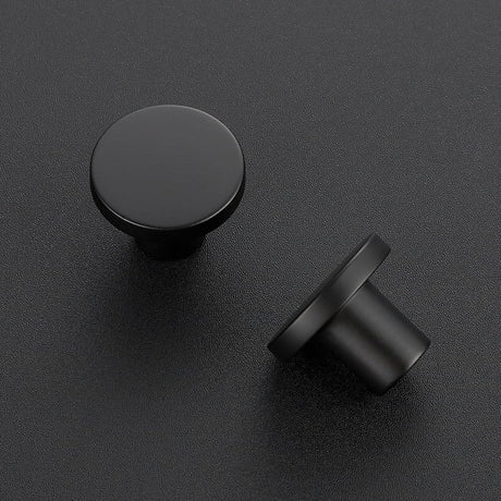 25 Pack Matte Black Round Cabinet Knobs Solid Dresser Knobs Drawer Pulls Black Cupboard Knobs for Modern Kitchen Cabinet Hardware