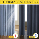 Stone Blue Vintage Linen 100% Blackout Curtains for Living Room,Thermal Insulated Curtains 63" Long,Noise Reducing Window Treatment Drapes for Hall Room,52" Wide Per Panel,Set of 2