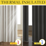 Snowbound Vintage Linen 100% Blackout Curtains for Living Room,Thermal Insulated Curtains 63" Long,Noise Reducing Window Treatment Drapes for Hall Room,52" Wide Per Panel,Set of 2