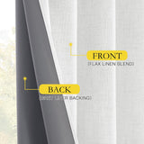 100% Absolutely Blackout Linen Curtains with Thermal Insulated White Liner,Greyish White,52" Wide,84" Length Energy Saving Curtains for Living Room 2 Panels Set,Vertical Blinds