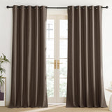 Coffee Vintage Linen 100% Blackout Curtains for Living Room, Thermal Insulated Curtains 95“ Long, Noise Reducing Window Treatment Drapes for Home Office, 62" Wide Per Panel, Set of 2