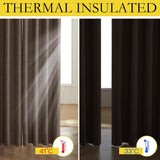 Coffee Vintage Linen 100% Blackout Curtains for Living Room, Thermal Insulated Curtains 95“ Long, Noise Reducing Window Treatment Drapes for Home Office, 62" Wide Per Panel, Set of 2
