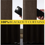 Coffee Vintage Linen 100% Blackout Curtains for Living Room, Thermal Insulated Curtains 95“ Long, Noise Reducing Window Treatment Drapes for Home Office, 62" Wide Per Panel, Set of 2
