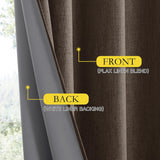 Coffee Vintage Linen 100% Blackout Curtains for Living Room, Thermal Insulated Curtains 95“ Long, Noise Reducing Window Treatment Drapes for Home Office, 62" Wide Per Panel, Set of 2