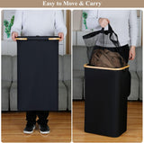 Laundry Hamper with Lid - Waterproof Freestanding Laundry Basket with Removable Liner Bag, Collapsible 110L Large Clothes Storage Laundry Bin with Easy Carry Bamboo Handle for Clothes Toys Organizer
