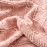 Pink Throw Blanket Diamond Pattern Indoor Outdoor Knitted Throws for Couch Sofa Chair Bed Home Decor 50"x60"