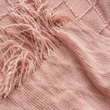 Pink Throw Blanket Diamond Pattern Indoor Outdoor Knitted Throws for Couch Sofa Chair Bed Home Decor 50"x60"