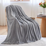 Super Soft Throw Size Blanket Grey Premium Silky Flannel Fleece Leaves Pattern Lightweight Bed Blanket All Season Use (Grey, Throw(50"x60"))